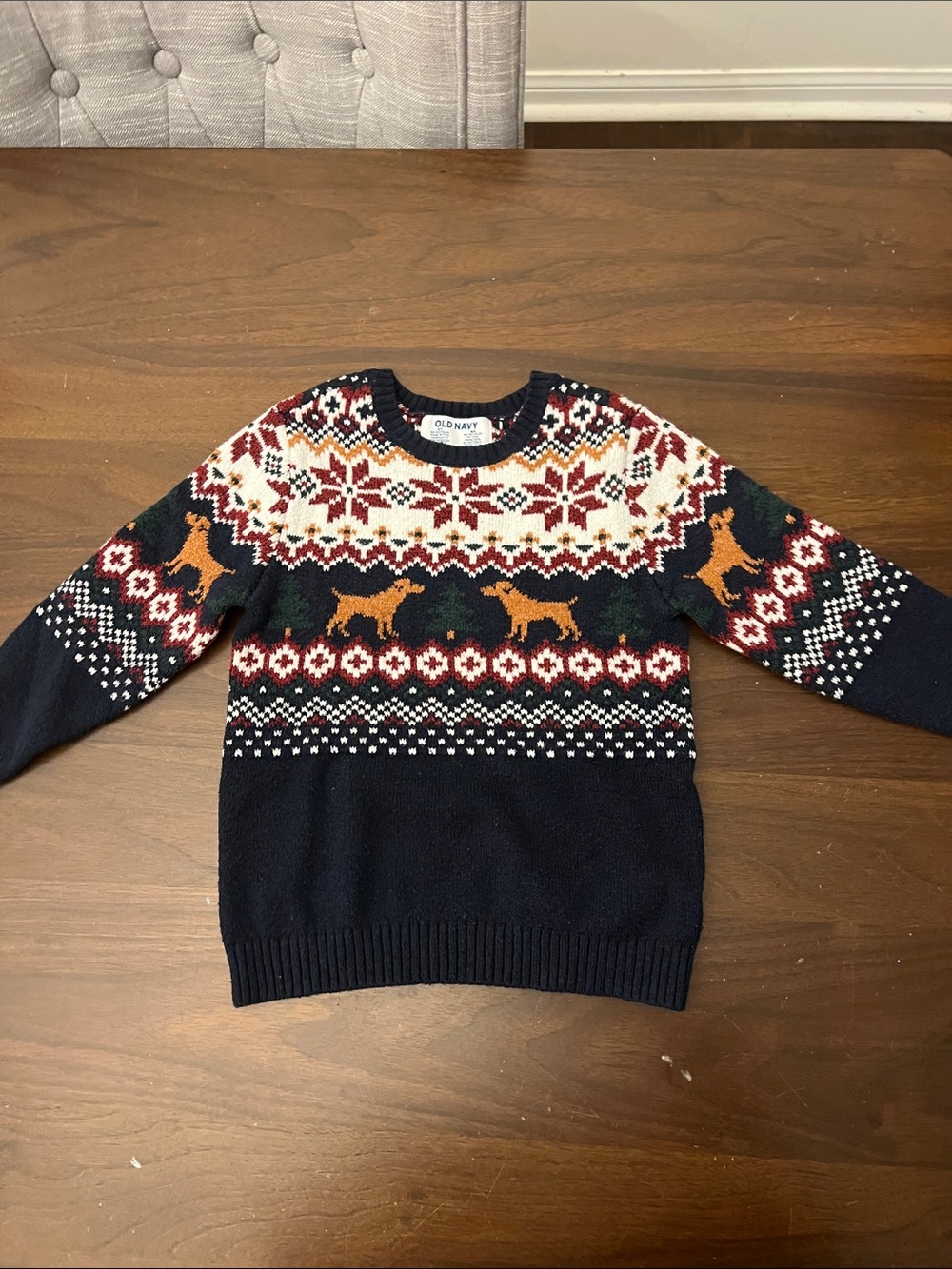 Set - Fair Isle Reindeer Sweater - Red, White, Tan Accents Size T:4 B:6 - Picture 2 of 3